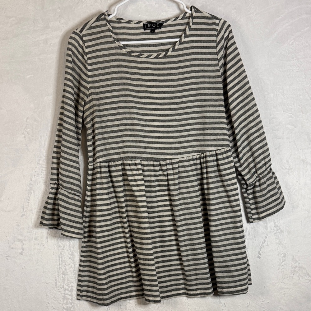 POL Striped Black and Grey Tunic Medium